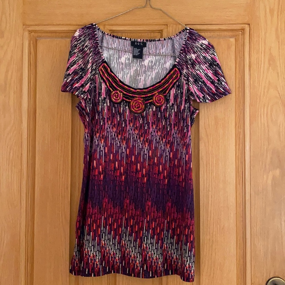 Multi color top with bead detail